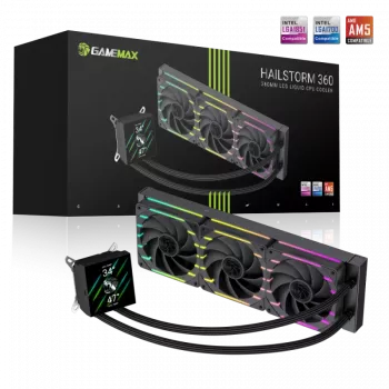Gamemax | Chłodzenie cieczą procesora | HAILSTORM 360 LCD | Czarny