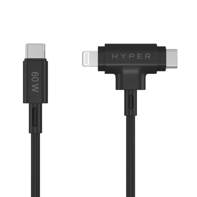 Kabel USB HYPER HyperJuice USB 2.0 1,5 m USB-C USB-C/Lightning Czarny