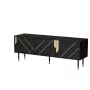 Szafka RTV Cama Meble MOUNTAIN 154x40x55 cm — blat z płyty wiórowej, czarny i złoty
