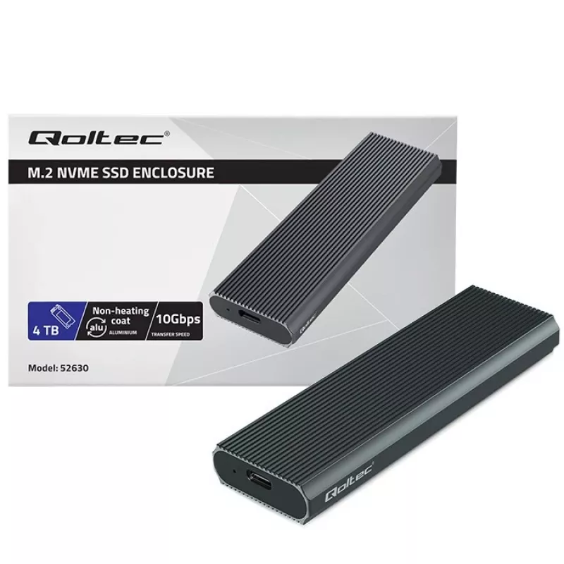 Obudowa M.2 NVMe SSD QOLTEC 52630 — USB 3.1 Gen2 10Gb/s, dla dysków M.2 NVMe