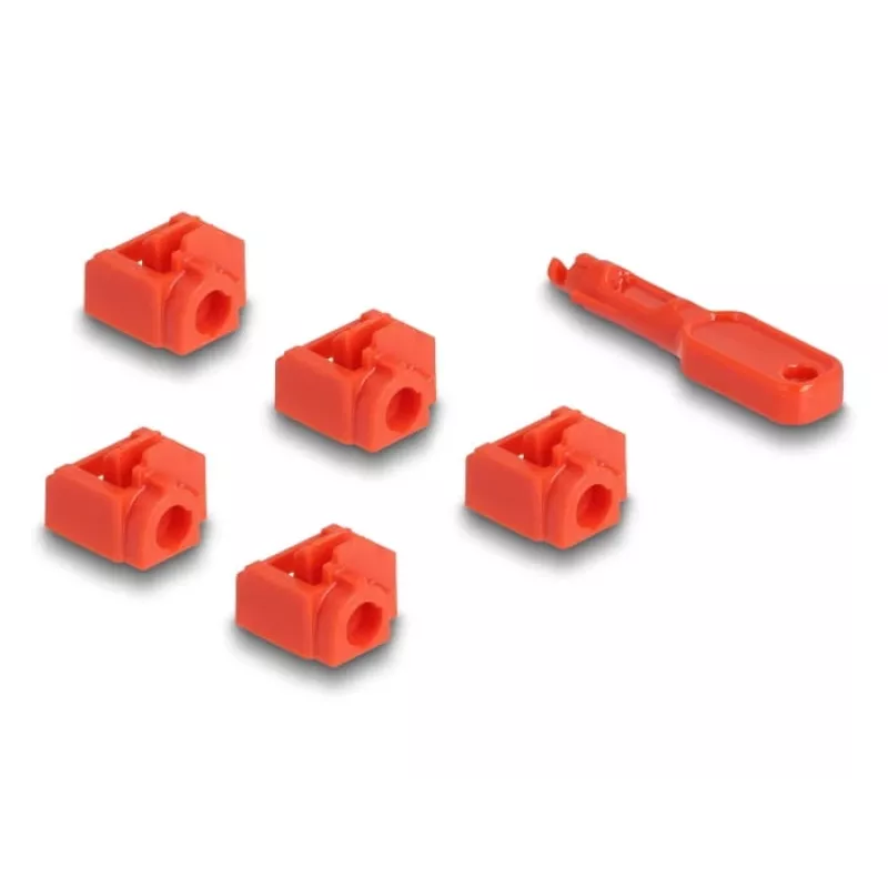 Blokada portu DeLOCK 20928 RJ-45 czerwony plastik 11 szt.