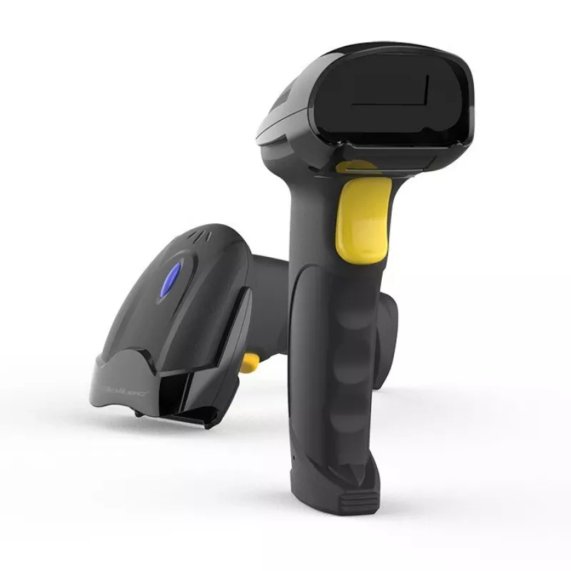Bezprzewodowy skaner kodów kreskowych QOLTEC 50856 — ręczny, przewodowo-bezprzewodowy, 1D i 2D, interfejs USB, obudowa ABS, 170×62×100 mm, 203 g