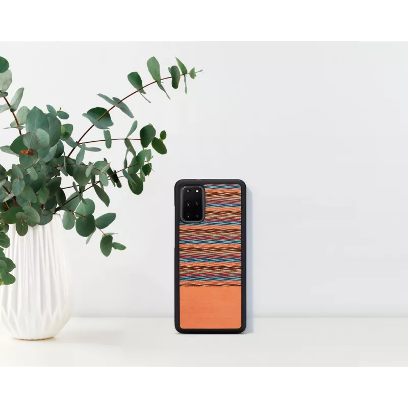 Etui na telefon man and wood do Samsung Galaxy S20+ — brązowa krata z czarnym wykończeniem