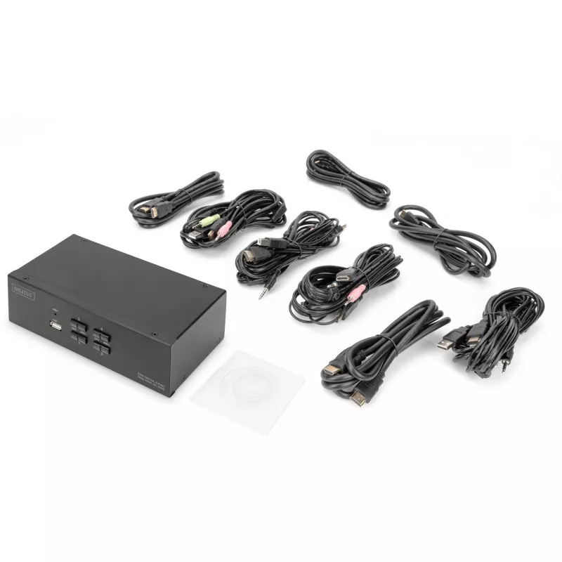 Przełącznik KVM Digitus DS-12883 4-portowy dwuekranowy 4K HDMI USB