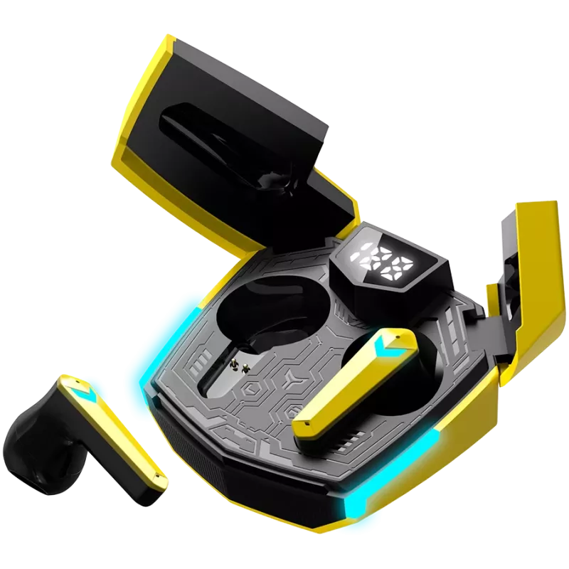Słuchawki Canyon GTWS-2 Bezprzewodowe Zaczepiane na Ucho do Gier USB Type-C Ładowarka Dokująca Żółty (CND-GTWS2Y)
