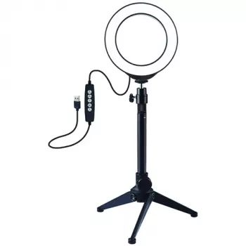 Lampa pierścieniowa LED 12 cm ze statywem stołowym do 24,5 cm, USB, RGBW