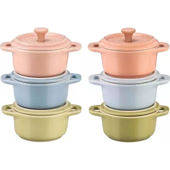 Zestaw 6x Mini Cocotte okrągła 10 cm, wielokolorowy