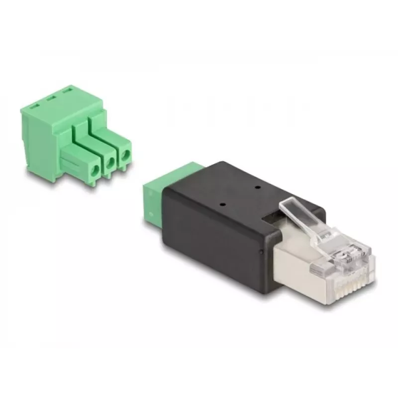 DeLOCK 66607 adapter złączy RJ45 3-pinowy blok zaciskowy Czarny Zielony