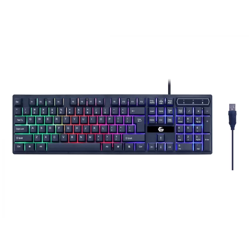 Zestaw klawiatury gamingowej z myszką GEMBIRD GGS-UMGL4-02 — pełnowymiarowa USB QWERTY US English, czarna, podświetlenie LED
