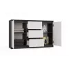 Komoda 2 drzwi 3 szuflady top e shop M-MP-K-MAL-2D3S-ANTBIA — rama antracytowa, białe drzwi, 1200×750×400 mm