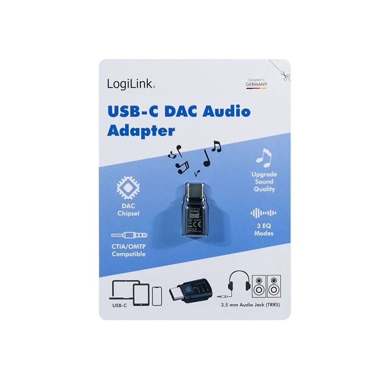 LogiLink USB-C DAC Audio Adapter. USB-C/M to 3.5 Mm/F. Czarny