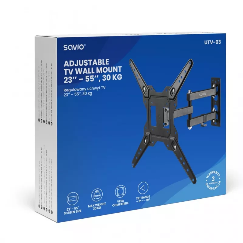 Uchwyt/stołak telewizyjny Savio UTV-03 139,7 cm (55) Czarny