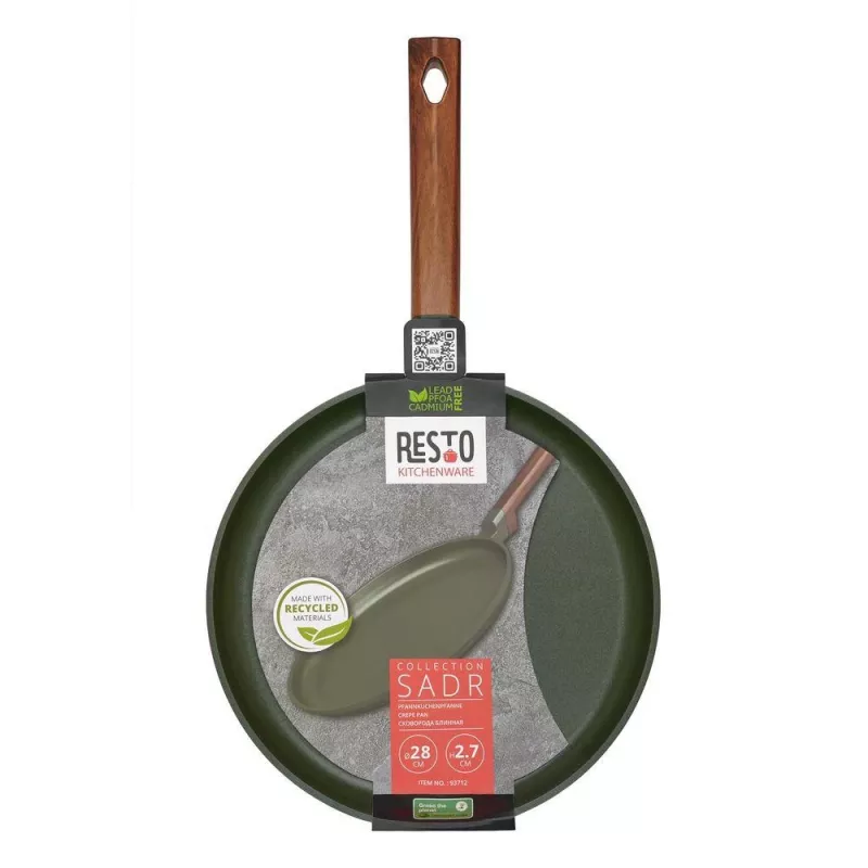 Płaska patelnia do naleśników RESTO 93712 — średnica 28 cm, wysokość 2,7 cm