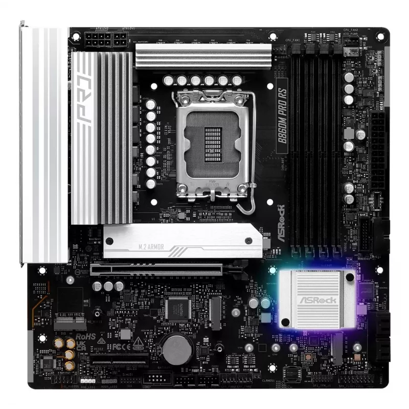 Płyta główna ASROCK B860M Pro RS — Intel B860, LGA 1851, micro ATX, DDR5, 4× DIMM, 2.5Gb LAN, 1×PCIe5 x16