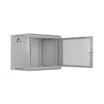 Szafa rack do montażu naściennego 19 inch 9U 600x450, szara, drzwi perforowane