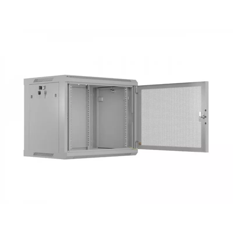 Szafa rack do montażu naściennego 19 inch 9U 600x450, szara, drzwi perforowane