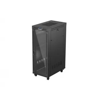 19 inch stojąca szafa rack LANBERG FF01-6032-12BL 32U, czarne drzwi szklane