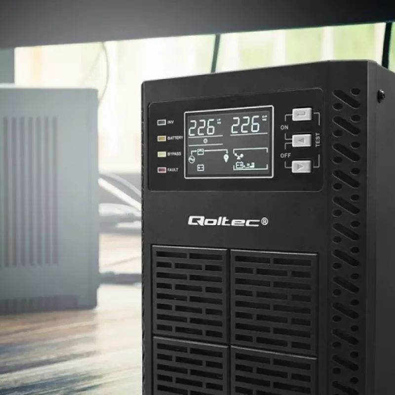 Qoltec 52281 zasilacz awaryjny (UPS) Online 2 kVA 2000 W 3 gniazda wyjściowe