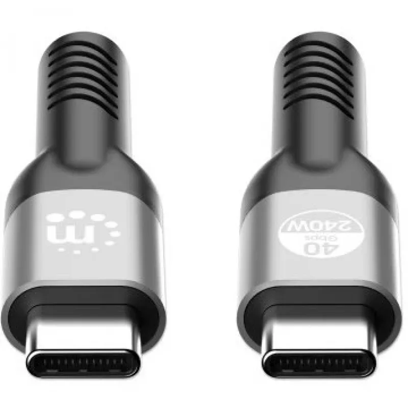 Kabel Manhattan Fast USB-C do USB-C (240 W), 1 m, ładowanie laptopa 240 W + szybkie przesyłanie danych i obrazu, współpracuje ze WSZYSTKIMI laptopami (wymagana dodatkowa ładowarka ścienna USB-C 240 W), ultraszybkie transfery 40 Gb/s, czarny, 3-letnia gwarancja