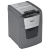 Niszczarka do papieru REXEL Optimum AutoFeed+ 100X — automatyczne podawanie 100 arkuszy, cięcie krzyżowe 4 x 28 mm, kosz 34 L, aluminium