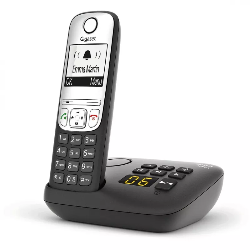 Gigaset A690A - Telefon analogowy/DECT - Słuchawka bezprzewodowa - System głośnomówiący - 100 wpisów - Czarny (S30852-H2830-B101)