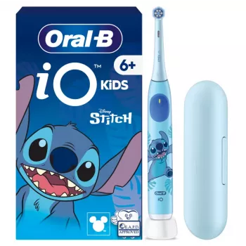 Szczoteczka elektryczna Oral-B z etui podróżnym, 6Y+ | iO Kids Disney Stitch | Ładowalna | Dla dzieci | Liczba dołączonych końcówek 1 | Liczba trybów szczotkowania 3