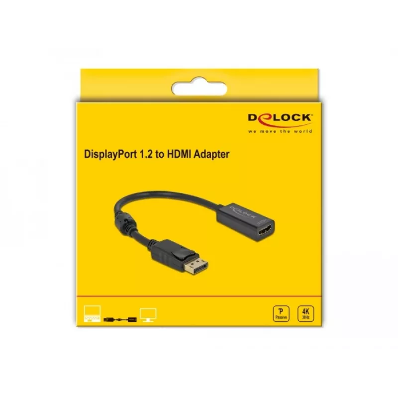 Adapter DisplayPort 1.2 męski na HDMI żeński 4K DeLOCK 63559