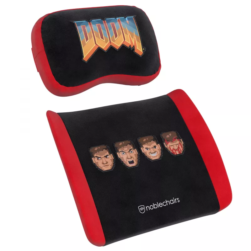 Zestaw poduszek z pianki memory noblechairs DOOM Retro Edition — ergonomiczne poduszki do foteli gamingowych i biurowych