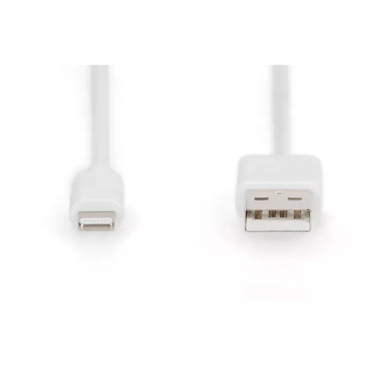 DIGITUS - Kabel Lightning - Lightning (M) do USB (M) - 1,0 m - Podwójna izolacja - Biały - Formowany - do Apple iPad/iPhone/iPod (Lightning) (DB-600106-010-W)