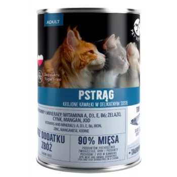 Mokra karma dla kota PetRepublic Kawałki pstrąga w sosie 400 g — pstrąg, mokre kawałki w stylu pasztetu w sosie