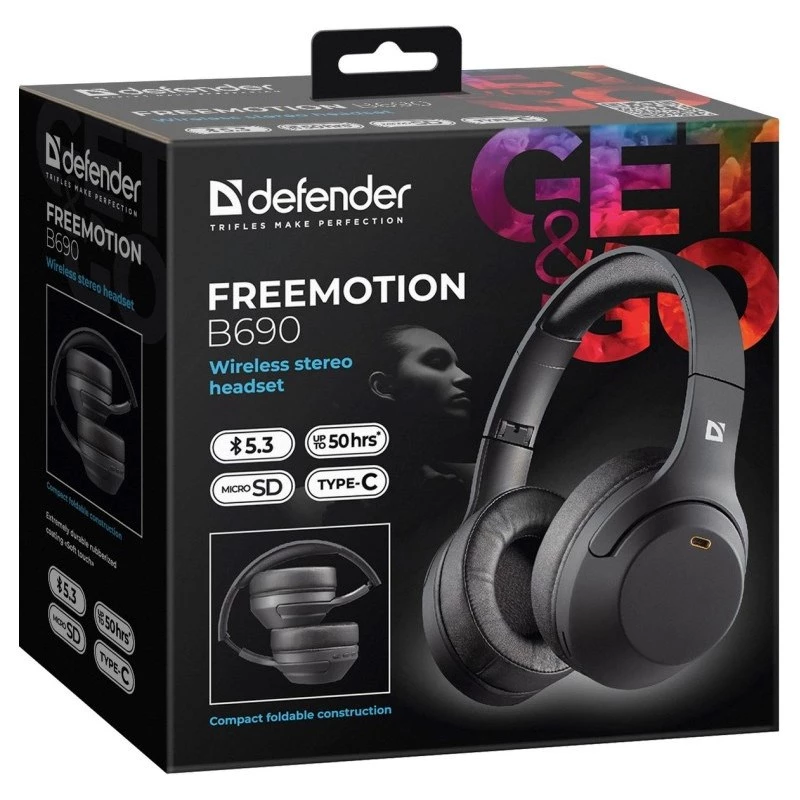 Słuchawki Defender Bluetooth Freemotion B690 Czarny