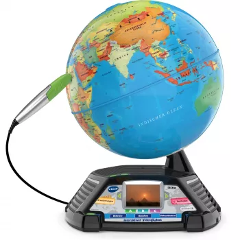 Interaktywny globus wideo VTech 80-605404 — edukacyjny globus mówiący z treściami audio i interaktywnymi