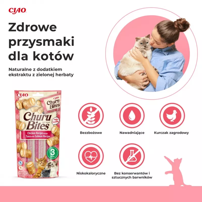 INABA Churu Bites Chicken with tuna and salmon - przysmaki dla kotów - 3x10 g