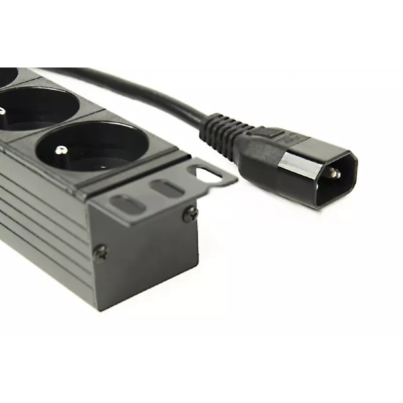 Listwa zasilająca Gembird EG-PDU-014-FC14, 8 gniazd AC, wejście C14, kabel 3 m, obudowa aluminiowa 1U, 10 A, 3680 W