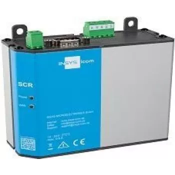 Router LAN INSYS icom SCR‑E300, montaż na szynie DIN/ścienny, złącze antenowe SMA, 10/100 Mbps, 12–24 V