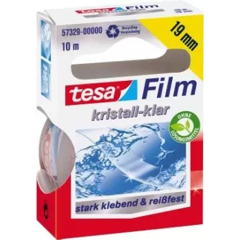 tesa Film, krystalicznie czysta, 19 mm x 10 m uniwersalna taśma klejąca, wykonana z folii PP, odporna na rozdarcie (57329-00000-02)