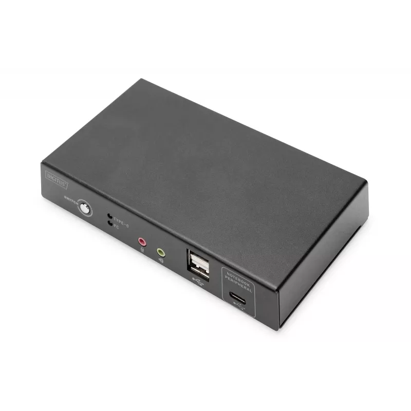 DIGITUS DS-12901 - Przełącznik KVM/Audio/USB - 4K 30 Hz, wejście USB-C/USB/HDMI, wyjście HDMI, sieć
