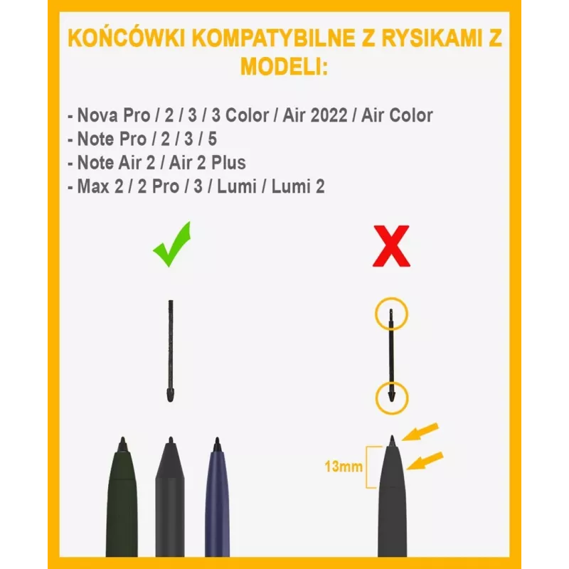 Końcówki rysika do Onyx E-Reader Note 3 — Zapasowe stalówki, czarne, 5 sztuk