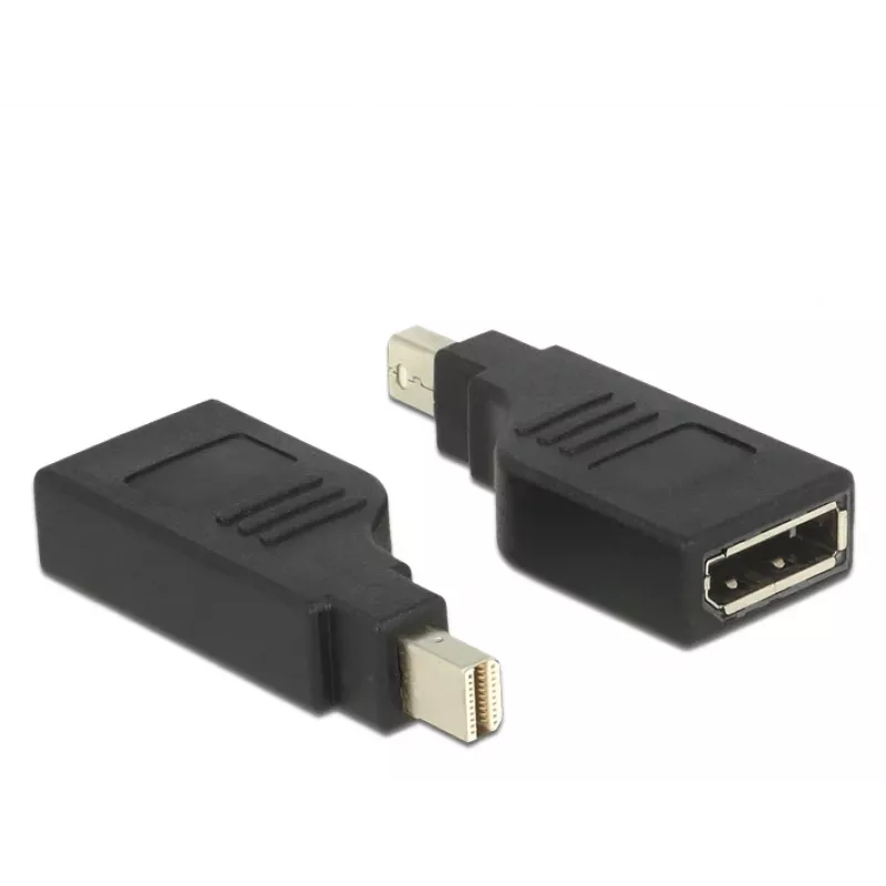 Delock Adapter Mini DisplayPort 1.2 męski > DisplayPort żeński 4K obrócony o 90° - Adapter DisplayPort - Mini DisplayPort (M) kątowy na DisplayPort (W) kątowy - Czarny (65626)