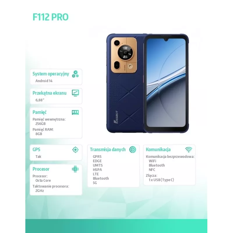 Smartphone FOSSiBOT F112 Pro — niebieski