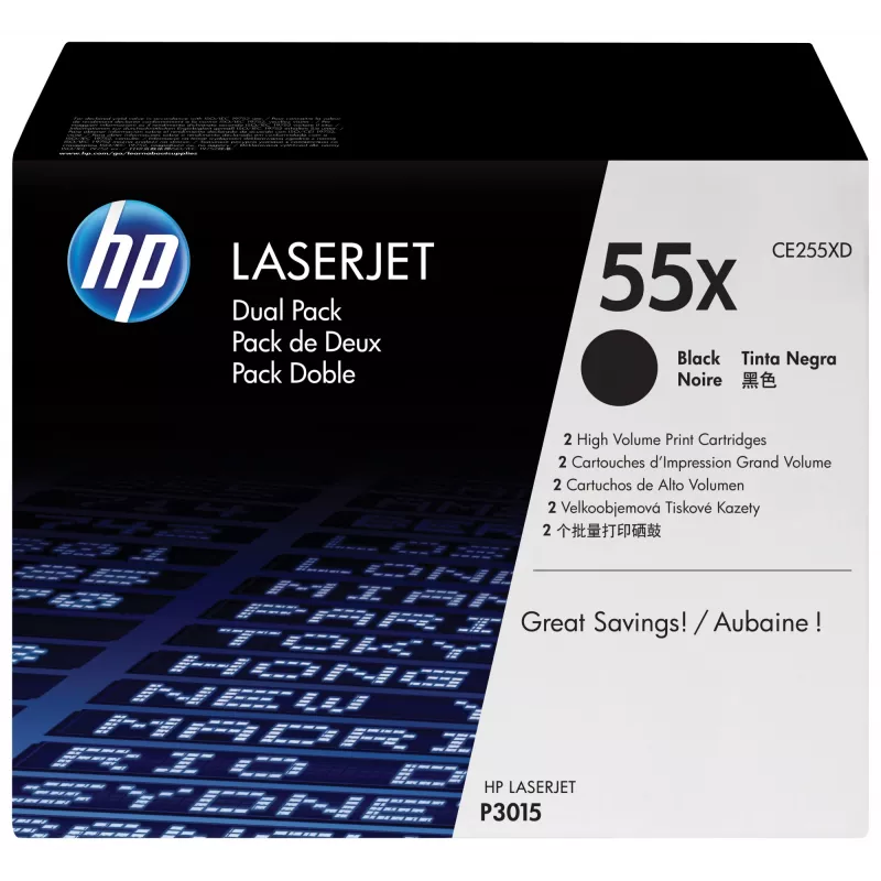HP 55X zestaw 2 szt. Czarny oryginalny toner LaserJet o wysokiej wydajności