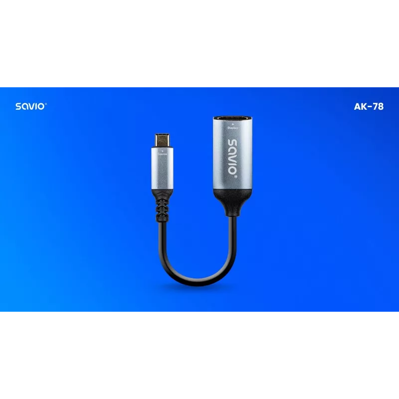 Adapter Savio USB-C (M) HDMI (F), 4K, 60Hz, Aluminium, AK-78