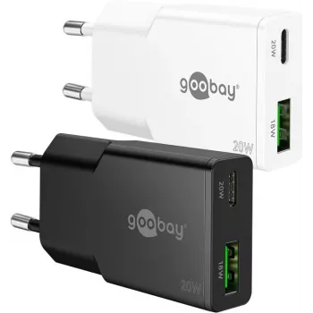 Goobay USB-C PD GaN Dual-Fast Charger cienki 20 W biały - 1x złącze zasilania (75730)