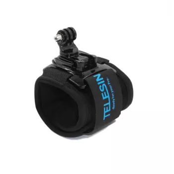 Pasek na nadgarstek Telesin GP-WFS-220 z obrotowym mocowaniem do kamer sportowych, regulowany pasek i obrót 360°