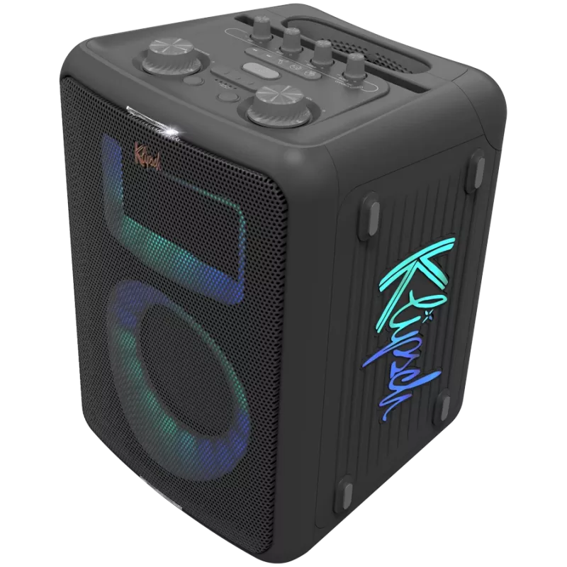 Głośnik imprezowy KLIPSCH Vegas — przewodowy i bezprzewodowy, woofer 13,3 cm, 49–20000 Hz, 95 dB, zasilany bateriami, czarny