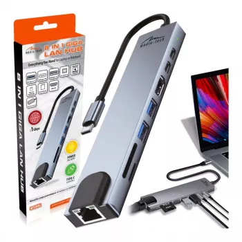 MEDIA-TECH USB HUB 8 W 1 GIGA LAN HUB MT5046