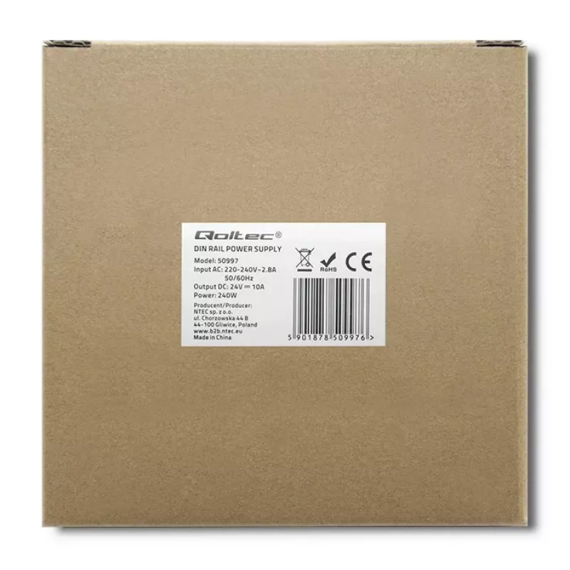 Zasilacz na szynę DIN QOLTEC 50997 240W 24V 10A