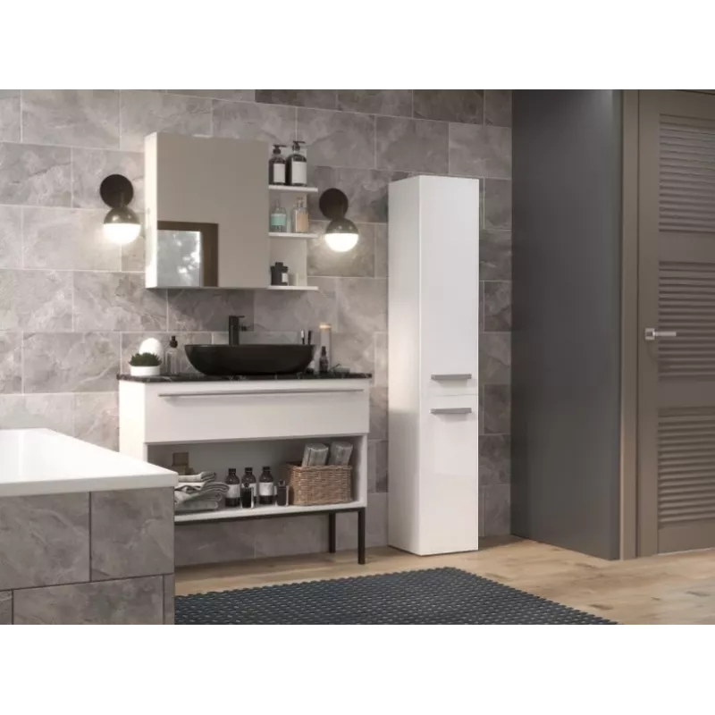 Szafka łazienkowa do przechowywania top e shop NEL II BIEL POŁ — wolnostojąca, 5 półek, 310×300×1740 mm, biała