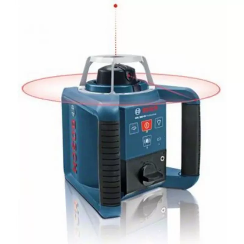 Bosch laser rotacyjny GRL 300 HV Professional niebieski/czarny, czerwona linia laserowa i punkt pionu, z uchwytem WM 4 i odbiornikiem laserowym LR 1, w walizce