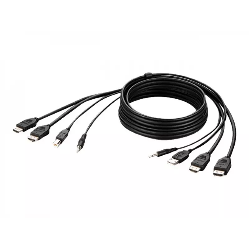 Belkin Secure KVM Combo kabel - Kabel wideo/USB/audio - zgodny z TAA - USB, Mini-Plug, HDMI (M)